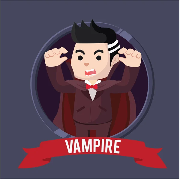 Vampiro em banner círculo — Vetor de Stock