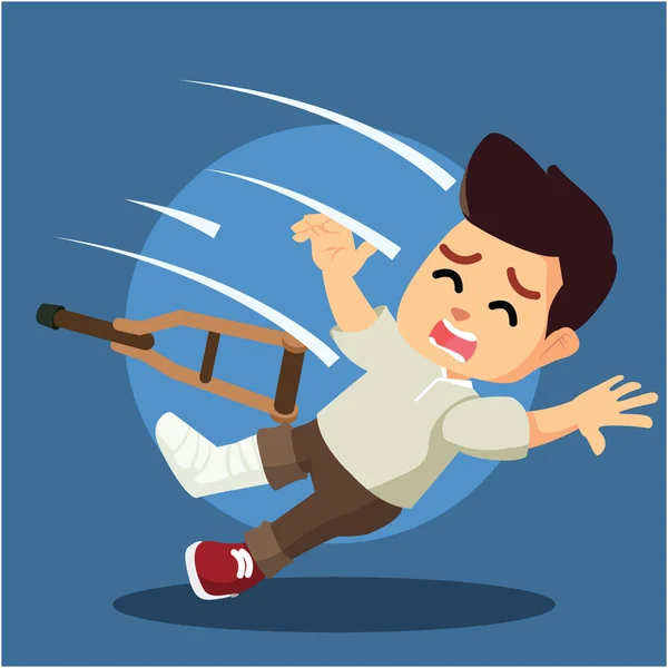 Man with broken leg falling down — Stock Vector