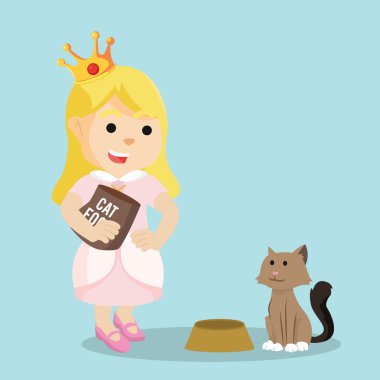 kediye yiyecek vererek Prenses