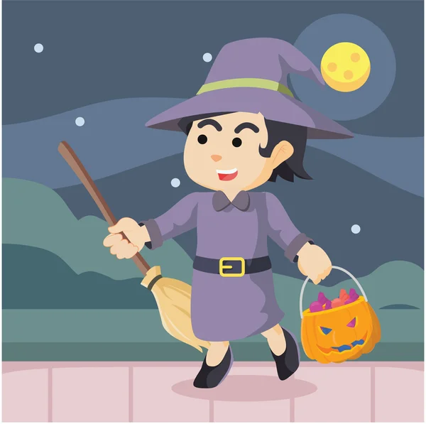 Ведьма в Хэллоуин красочный — стоковый вектор