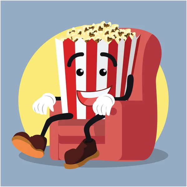 Popcorn sledují film ilustrace design — Stockový vektor
