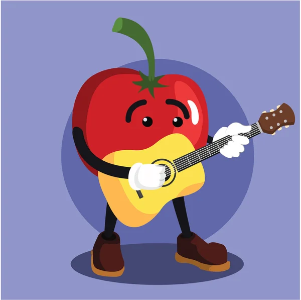 Tomate homem tocando guitarra — Vetor de Stock