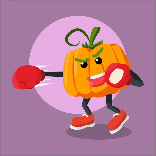 Pumpkin man boxing illustration design — Stock Vector