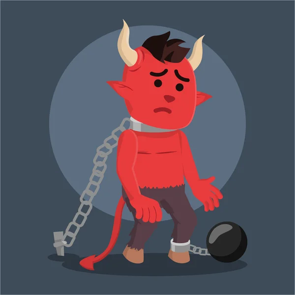 Devil being chained colorful — Stock Vector