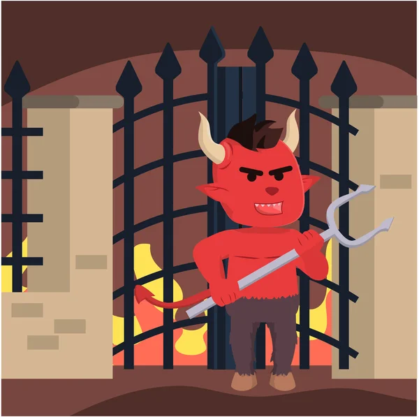 Диявол охороняє пекельні ворота — стоковий вектор