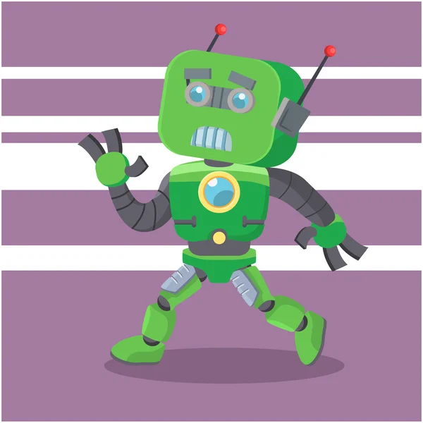 Groene robot running kleurrijke — Stockvector