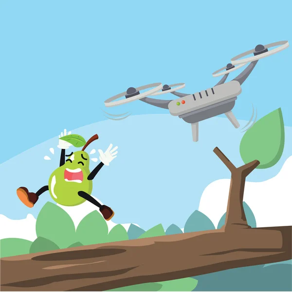 PEAR man krijgen achtervolgd door drone — Stockvector