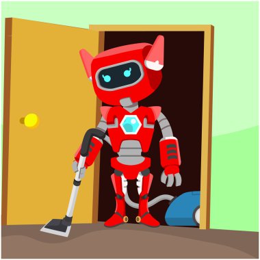 kadın kırmızı robot Temizleme