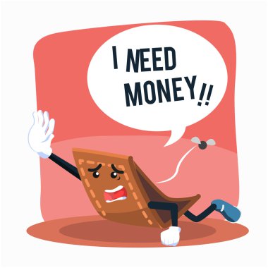 Cüzdanını kaybeden para illüstrasyon tasarımı