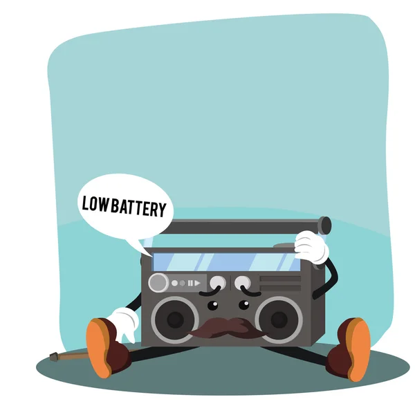 Radio's battery power getting low — Stock Vector