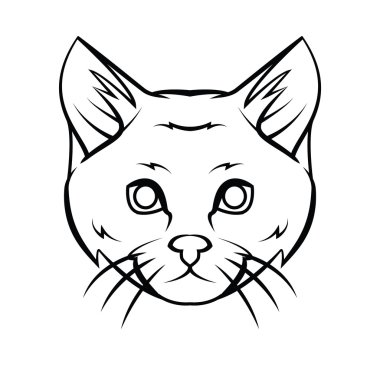 Vektör çizim kedi kafa dövme
