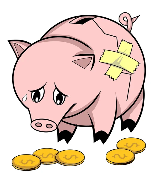 Broken piggy bank — Stock Vector