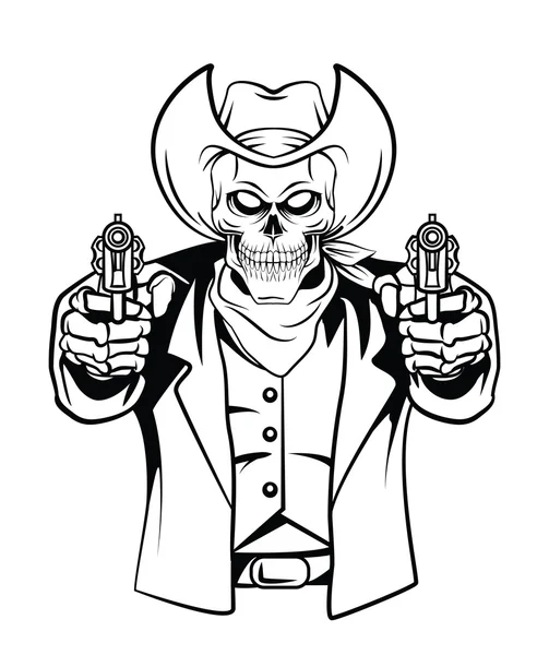 Cowboy Caveira Vector Ilustração — Vetor de Stock