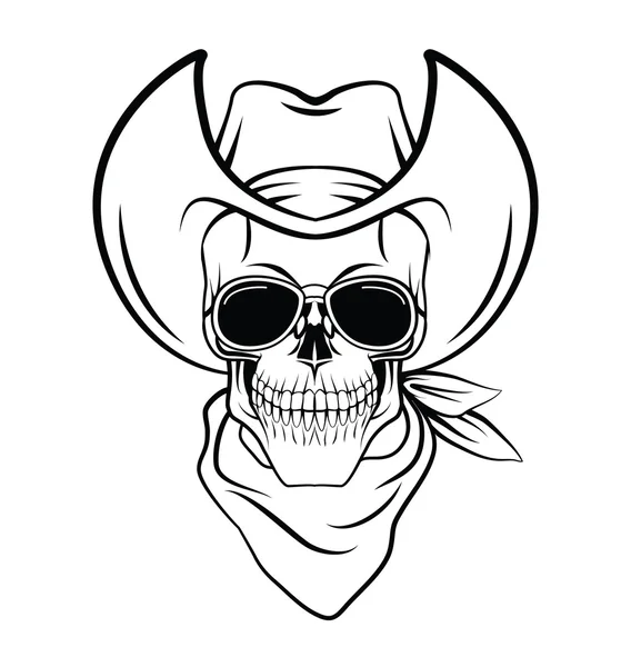 Totenkopf Cowboy Krieger Vektor Illustration — Stockvektor