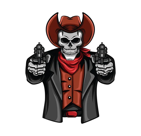 Skull Cowboy — Stock Vector