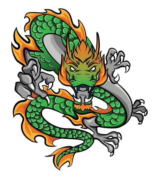 Dragón verde — Vector de stock