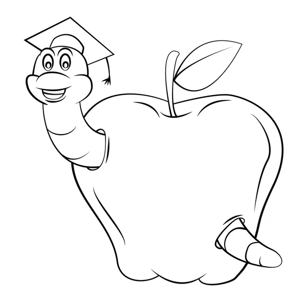 研究生的毛毛虫苹果 — 图库矢量图片
