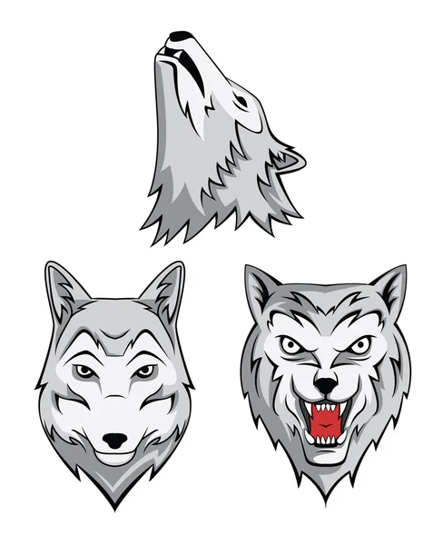 Cabezas de lobo — Vector de stock