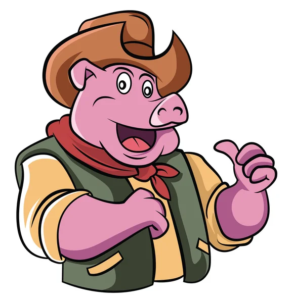 Cowboy Pig — Stock Vector