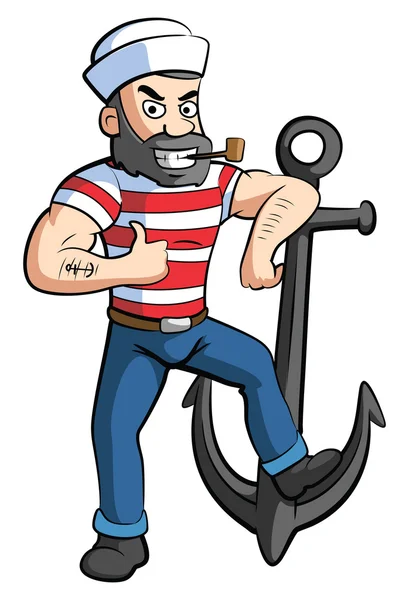 Sailor with Anchor — Stock Vector