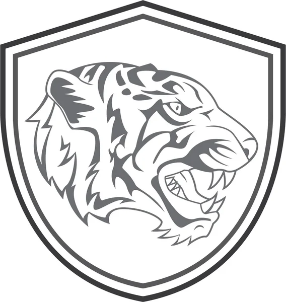 Tigre cabeza mascota tatuaje — Vector de stock