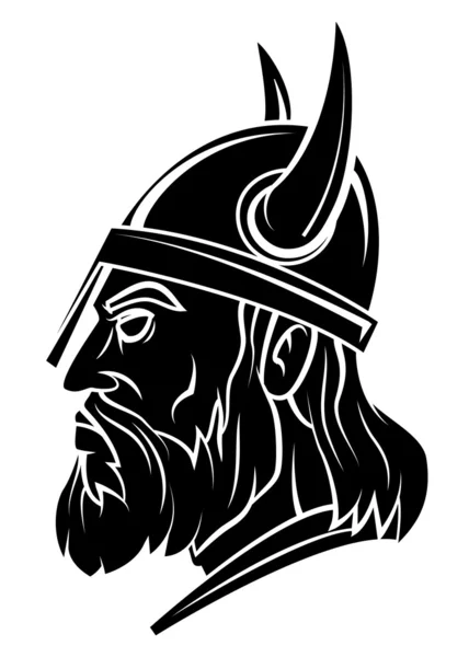 Viking hoofd Warrior vectorillustratie — Stockvector