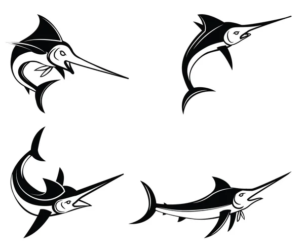 Ensemble de symboles de poisson Marlin Collection — Image vectorielle