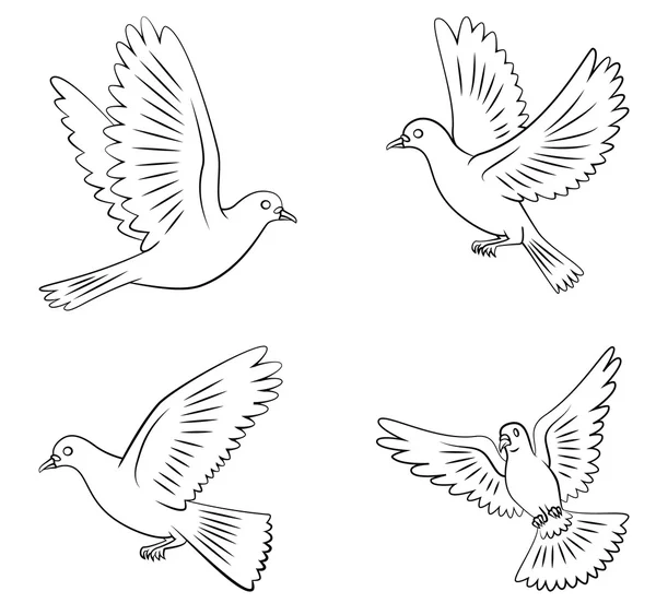 Dove Flying Set Colección — Vector de stock