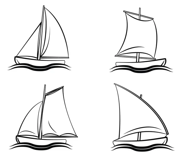 Ensemble de symboles de bateau Collection — Image vectorielle