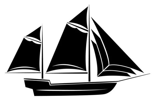 Silhouette nera del simbolo della nave — Vettoriale Stock