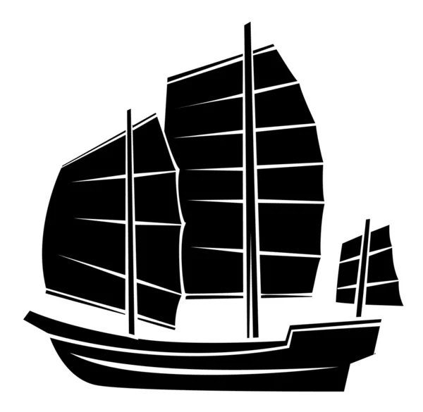 Czarna sylwetka Symbol statku — Wektor stockowy