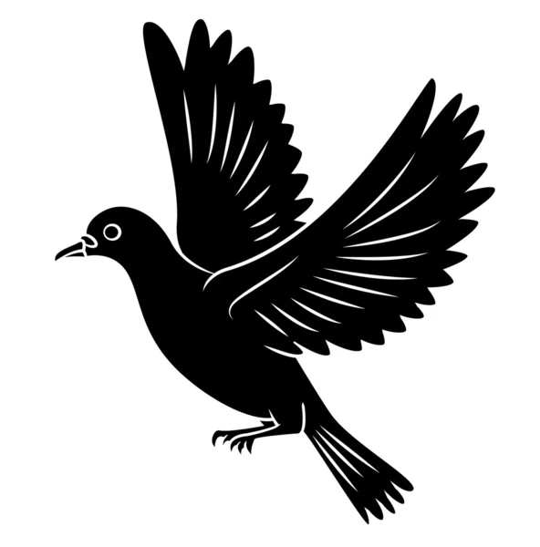 Silueta negra de paloma volando — Vector de stock