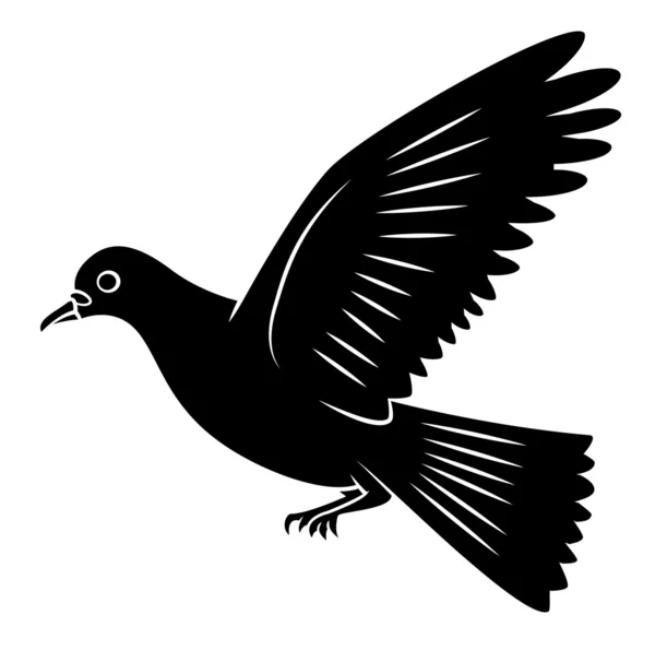 Black Silhouette Of Dove Flying — Stock Vector