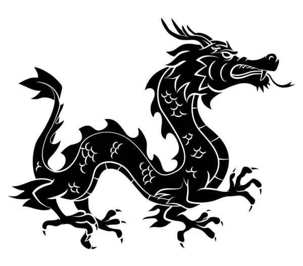 Schwarze Silhouette des Drachen — Stockvektor