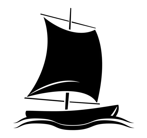 Zwart silhouet van boot symbool — Stockvector