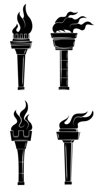 Черный силуэт факела — стоковый вектор