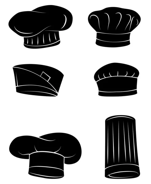 Black Silhouette Collection Of Chef Hat — Stock Vector