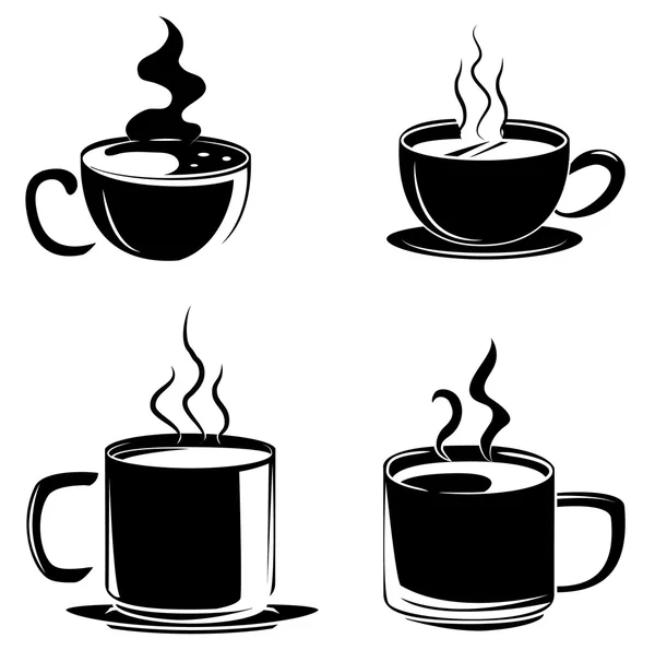 Black Silhouette Collection Of Coffee Symbol — Stock Vector