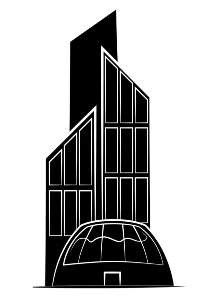 Silhoutte negro de edificios negros y blancos — Vector de stock