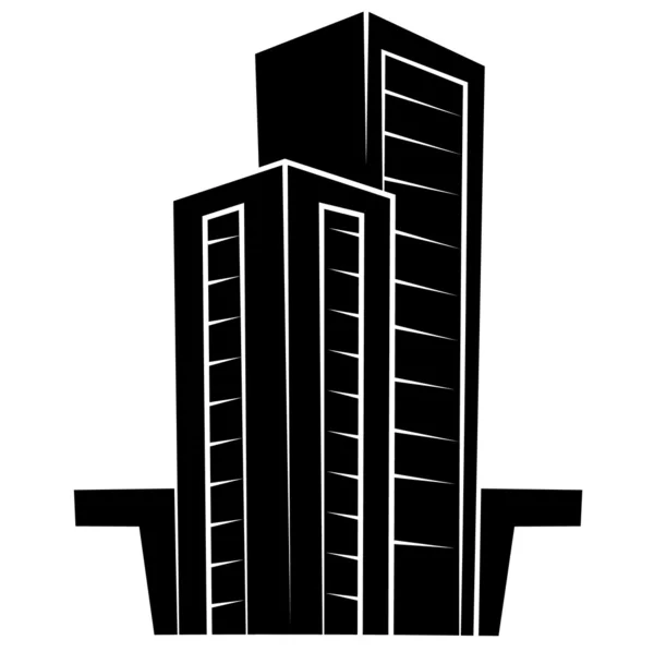 Silhoutte negro de edificios negros y blancos — Vector de stock