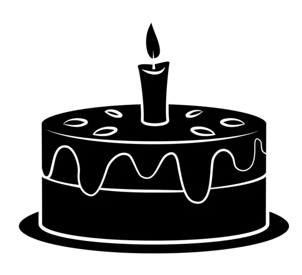 Black Silhoutte of Birthday Cake — Stock Vector