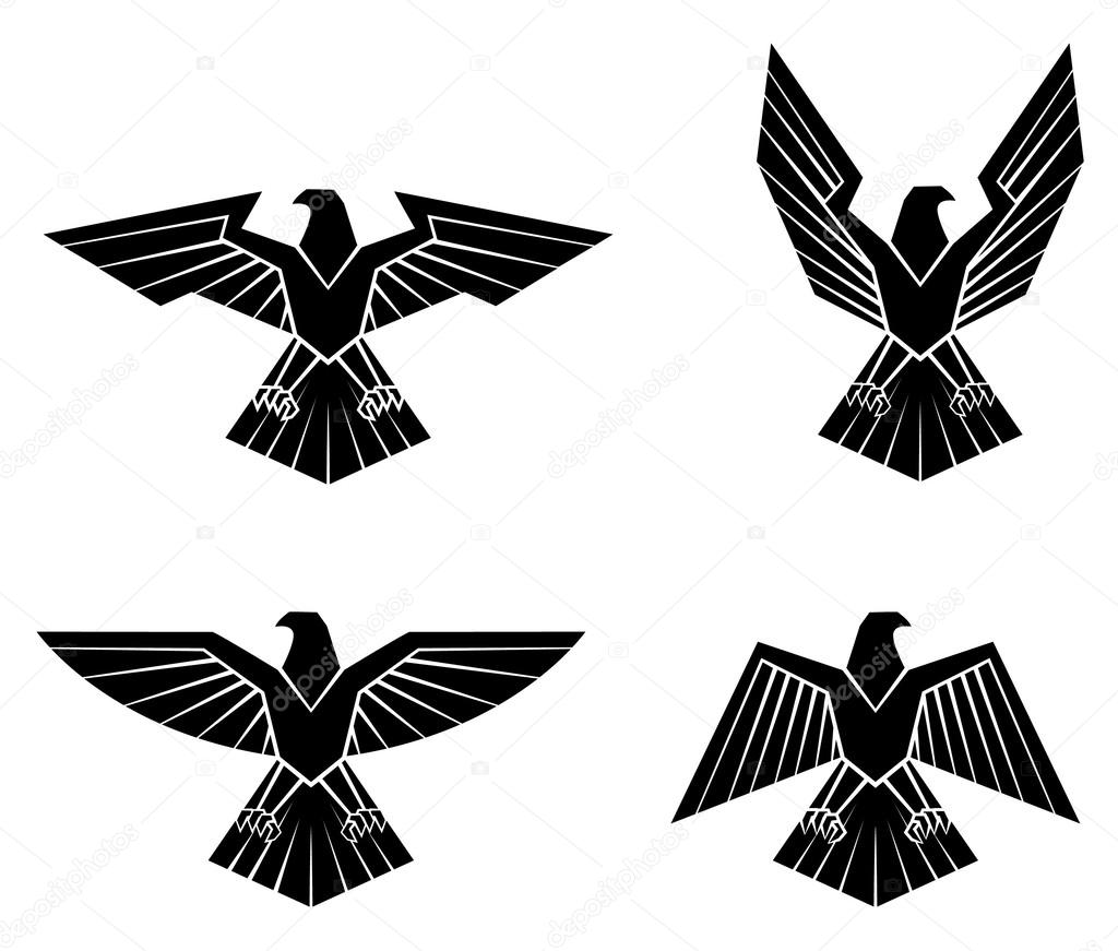 Black Silhouette Collection Of Eagle Symbol
