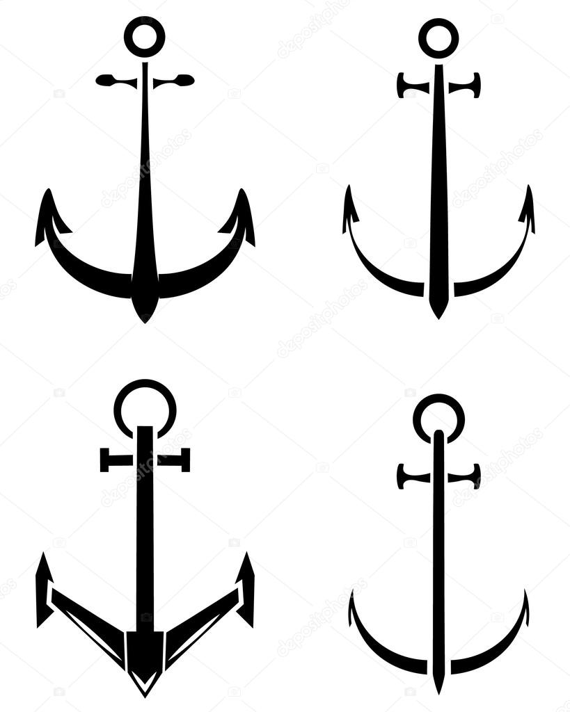Black Silhouette Collection Of Anchor