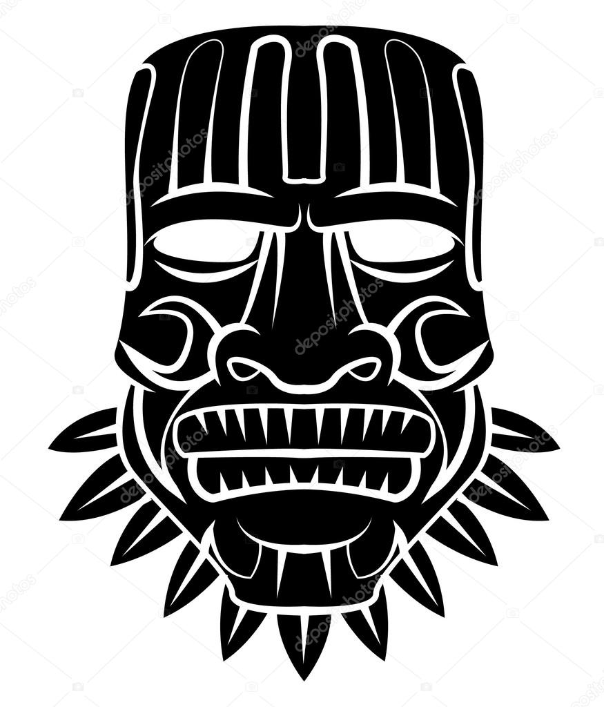 Totem Mask Black Silhoutte Of