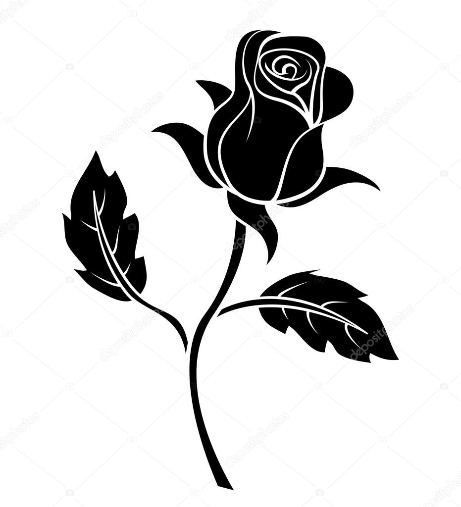 Black Silhoutte of Rose Vector Illustration