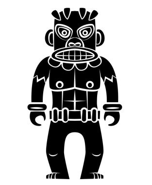 Siyah siluet: Tiki heykeli