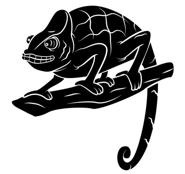 Black Silhouette : Chameleon — Stock Vector