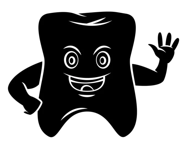 Black Silhouette : Tooth Mascot — Stock Vector