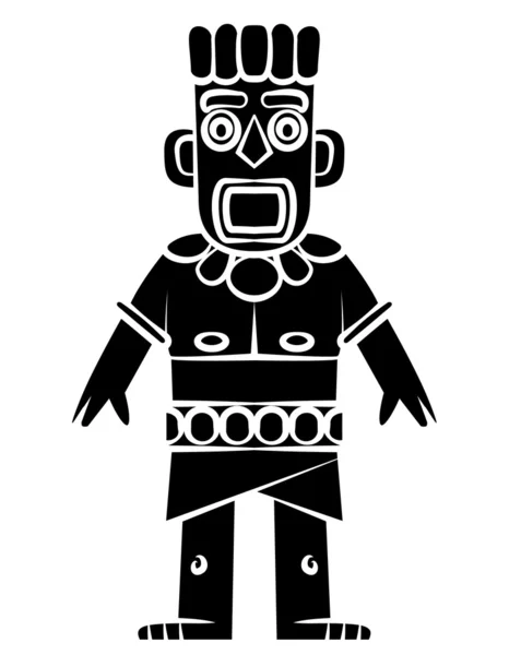 Zwart silhouet: Tiki standbeeld — Stockvector