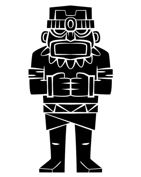 Zwart silhouet: Tiki standbeeld — Stockvector